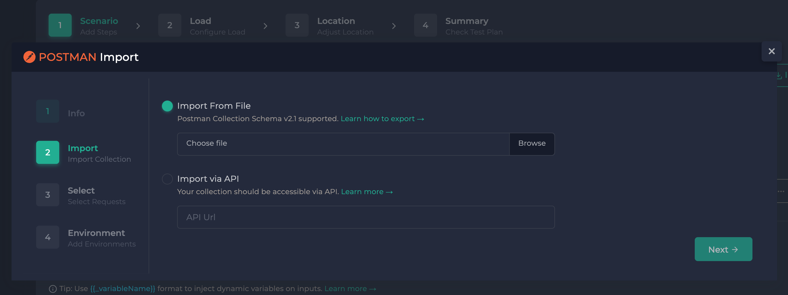 Import postman from the file